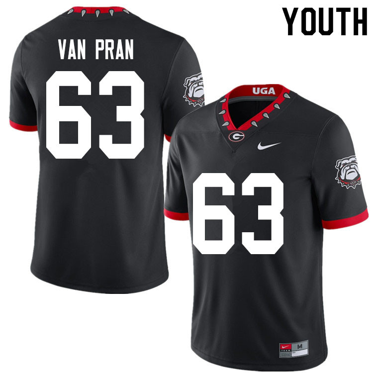 2020 Youth #63 Sedrick Van Pran Georgia Bulldogs Mascot 100th Anniversary College Football Jerseys S